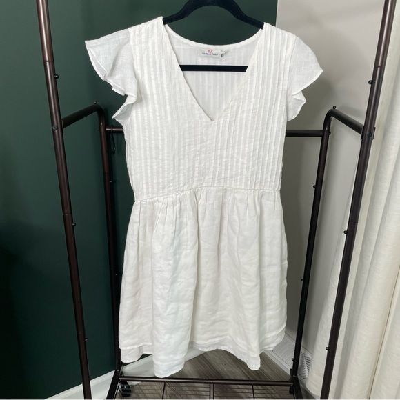 Vineyard Vines Linen Pintuck Mini Dress Size XS - Picture 2 of 6